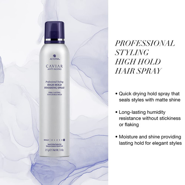 Alterna Caviar Professional Styling High Hold Finishing Hair Spray 7.4oz and Perfect Iron Spray 4.2oz  Firmer Hold To Shape  Transform Hair  Natural Looking Shine  Sulfate Free