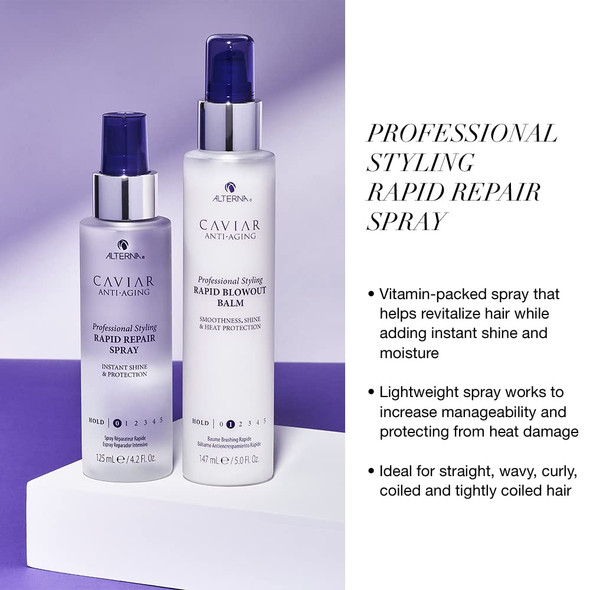 Alterna Caviar Professional Styling Rapid Repair Spray  Instant Shine  Heat Protectant Spray for Hair  Sulfate Free 4.2 Fl. Oz.