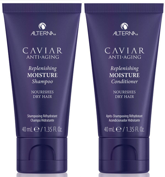 Alterna Caviar AntiAging Replenishing Moisture Shampoo and Conditioner Set For Dry Brittle Hair Protects Restores and Hydrates Sulfate Free