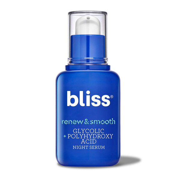 Bliss Renew  Smooth Night Serum Resurfacing Face Serum with Glycolic  Polyhydroxy Acid  Clean  CrueltyFree  Paraben Free  Vegan  1 oz