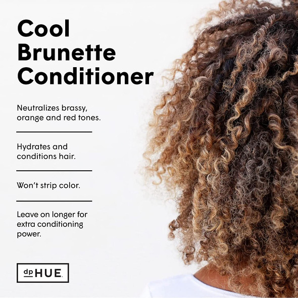 dpHUE Cool Brunette Conditioner 6.5 oz  Blue Pigments to Neutralize Unwanted Orange Red Brassy Tones  Hydrates  Conditions for Soft Shiny Hair  Detangles Strands  GlutenFree