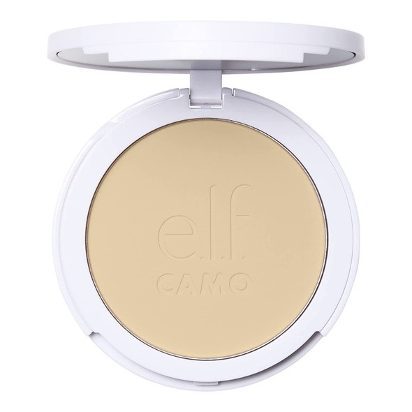 e.l.f. Camo Powder Foundation Lightweight PrimerInfused Buildable  LongLasting MediumtoFull Coverage Foundation Fair 140 W