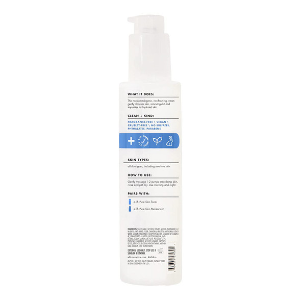 e.l.f. Pure Skin Cleanser NonFoaming Creamy  Gentle Daily Face Wash Removes Dirt Oil  Impurities Without Irritation 6 Oz