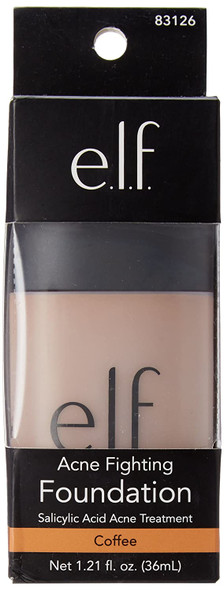 e.l.f. Cosmetics Acne Fighting Foundation Full Coverage Foundation that Fights Blemishes Coffee 1.0 Fluid Ounces