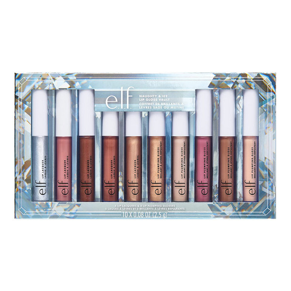 e.l.f. Cosmetics Naughty  Nice Lip Gloss Vault Nourishing  Hydrating Lip Glosses For Shiny  Plump Lips Infused With Vitamin A  E 10 Glosses
