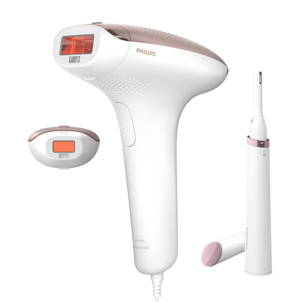 Philips Lumea Advanced IPL Hair Removal Device with 2 Attachments for Face and Body and Satin Compact Facial Pen Trimmer - BRI921/00