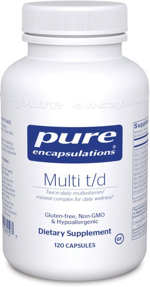 Pure Encapsulations - Multi T/D - Hypoallergenic Multivitamin/Mineral Formula Providing a Concentrated Core of Nutrient Essentials - 120 Capsules