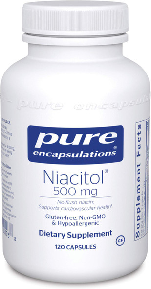 Pure Encapsulations - Niacitol 500 mg - Hypoallergenic No-Flush Niacin to Support Digestion, Hormone Synthesis, and Tissue Formation - 120 Capsules