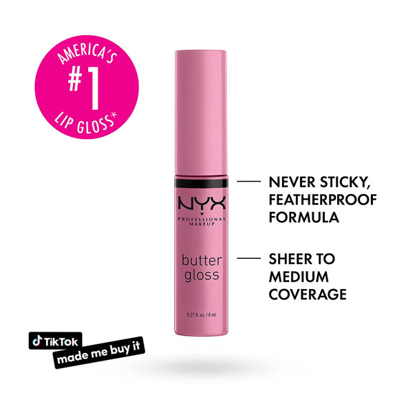 NYX PROFESSIONAL MAKEUP Butter Gloss, Non-Sticky Lip Gloss - Eclair (Pink)