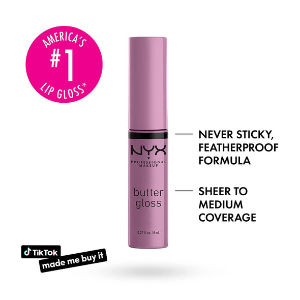 NYX PROFESSIONAL MAKEUP Butter Gloss, Non-Sticky Lip Gloss - Marshmallow (Muted Lilac)