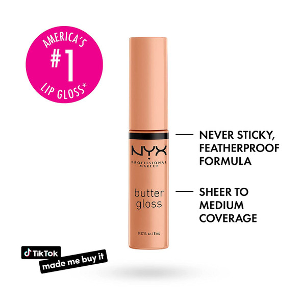 NYX PROFESSIONAL MAKEUP Butter Gloss, Non-Sticky Lip Gloss - Fortune Cookie (True Nude)