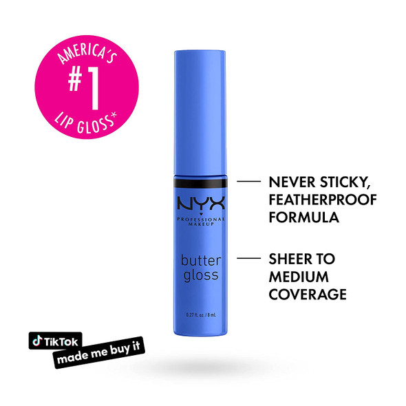 NYX PROFESSIONAL MAKEUP Butter Gloss, Non-Sticky Lip Gloss - Blueberry Tart (Periwinkle Blue)