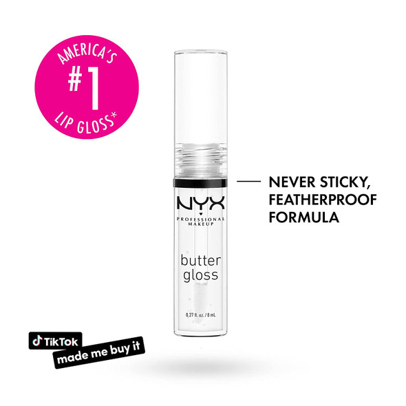 NYX PROFESSIONAL MAKEUP Butter Gloss, Non-Sticky Lip Gloss - Sugar Glass (Clear)