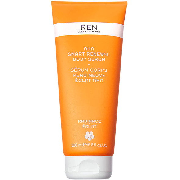 REN Clean Skincare - AHA Body Serum - 10% Lactic Acid for Gentle Exfoliation, Xylitol for Hydration - Smooths Uneven Texture, KP Bumps and Brightens Dark Spots - 6.7 Fl oz