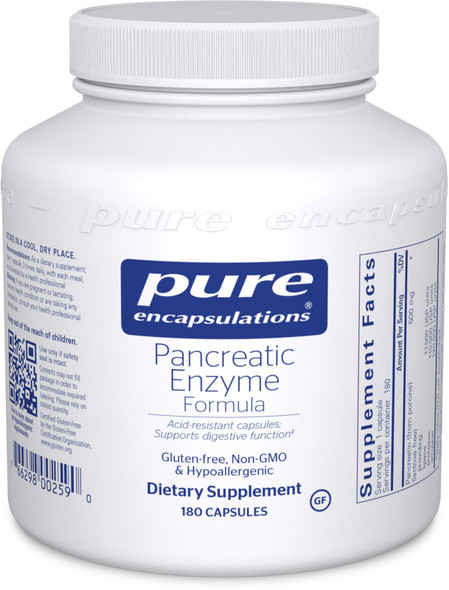 Pure Encapsulations - Pancreatic Enzyme Formula - Hypoallergenic Supplement to Support Proper Digestive Function - 180 Capsules