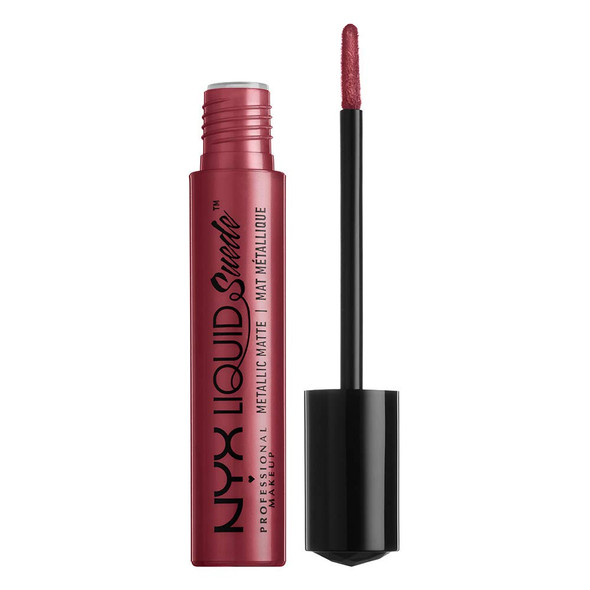 NYX PROFESSIONAL MAKEUP Liquid Suede Metallic Matte Lipstick - Modern Maven (Deep Wine With Blue Brown Pearl)