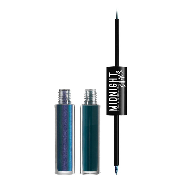 NYX PROFESSIONAL MAKEUP Midnight Chaos Dual-Ended Eyeliner, Liquid Eyeliner, Teal/Metaphysical