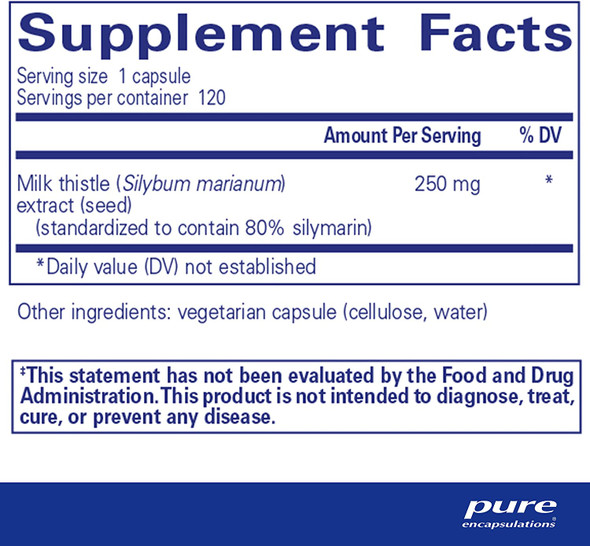 Pure Encapsulations - Silymarin - Hypoallergenic Supplement with Concentrated Milk Thistle Extract for Liver Support - 120 Capsules