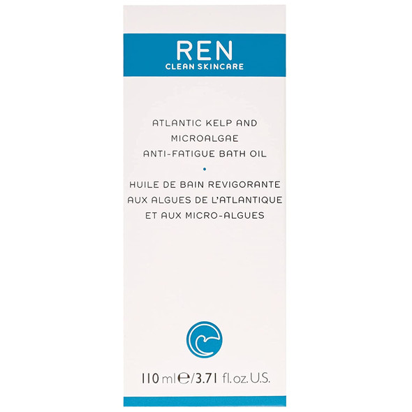 REN Clean Skincare Atlantic Kelp And Microalgae Anti-Fatigue Bath Oil, Cruelty Free and Vegan, 3.71 Fl Oz