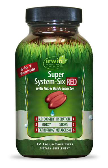 Super System-Six Red with Nitric Oxide Booster by Irwin Naturals 72 Liquid Soft-Gels