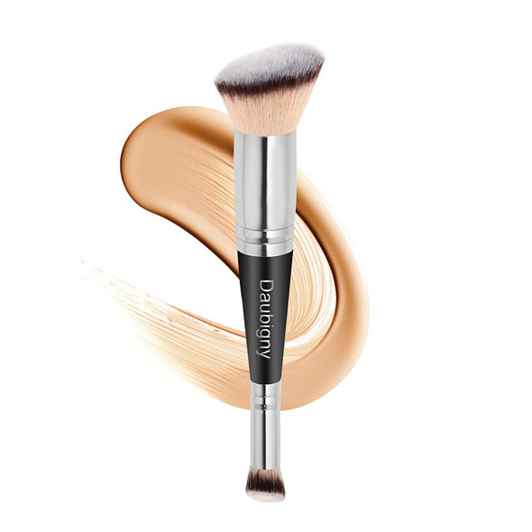 Daubigny Makeup Brushes Dual-ended Angled Foundation Brush Concealer Brush Perfect for Any Look Premium Luxe Hair Rounded Taperd Flawless Brush Ideal for Liquid, Cream, Powder,Blending, Buffing,Concealer