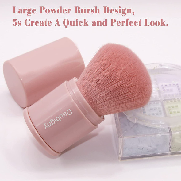 Retractable Kabuki Makeup Brush,Daubigny Powder Brushes Foundation Travel Foundation Brush for Blush Bronzer & Powder (Pink)
