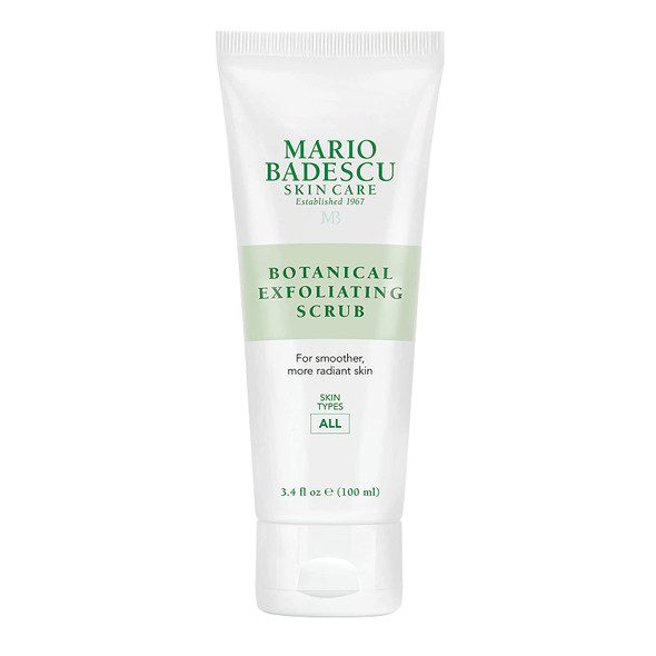 Mario Badescu Botanical Exfoliating Scrub for All Skin Types | Face Scrub with Ivory Palm Seeds & Green Tea Extract | Visibly Evens Skin Tone & Texture | 3.4 Fl Oz