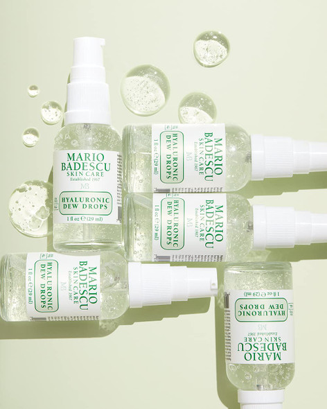 Mario Badescu Hyaluronic Dew Drops for All Skin Types | Hydrating Gel-Serum Hybrid for a Glass-like Glow | Formulated with Sodium Hyaluronate & Niacinamide | 1 FL OZ