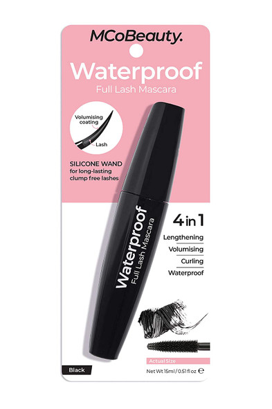 MCoBeauty Waterproof Full Lash Mascara - Water And Sweat Resistant Formula - Add A Mega Boost To Your Natural Lash Length - Highly Pigmented, Buildable, Smudge-Proof Formula - Black - 0.51 oz