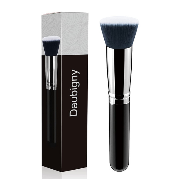 Makeup Brush Daubigny Flat Top Foundation Brush for Liquid Makeup Premium and Professional Make Up Foundation Brush Perfect for Mineral Foundation Highlight Flawless Powder Buffing Blending (Black)