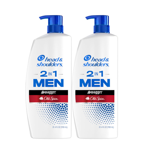 Head and Shoulders Shampoo and Conditioner 2 in 1, Anti Dandruff Treatment and Scalp Care, Old Spice Swagger for Men, 31.4 Fl Oz, Pack of 2