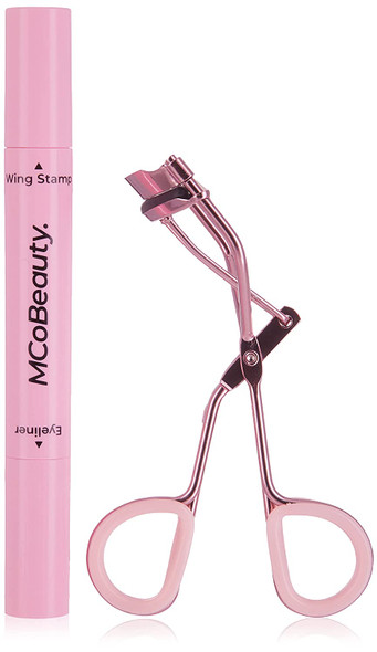 MCoBeauty Big Beauty Love Eyelash Curler And Winged Eyeliner Set - Creates Perfectly Symmetric Wings - Water-Resistant, High-Pigment Formula - Lasts All Day - For A Wide-Eyed Effect - 2 Pc