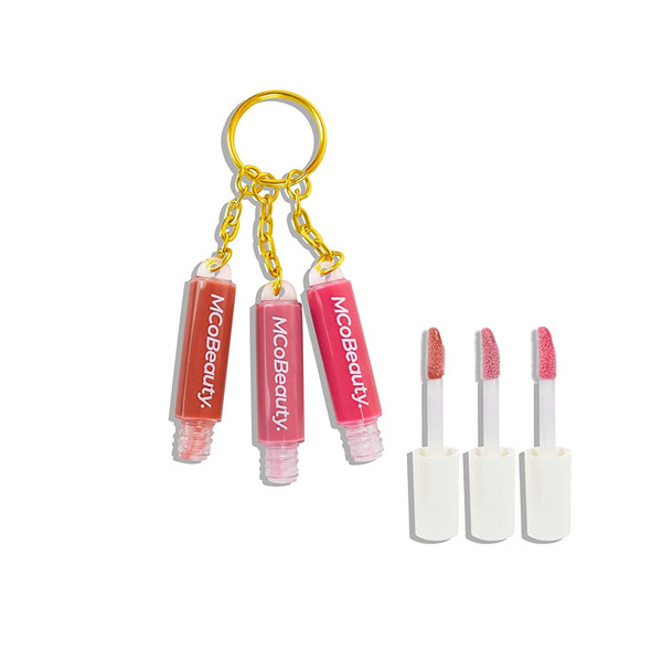 MCoBeauty Fruity Beauty Charm Lip Gloss Trio 3-In-1 Keyring - Achieve Flawless Application - High Color, Long-Lasting Formula - Comes With A Fruity Scent And Ultra Cute Packaging - 2.5 Ml