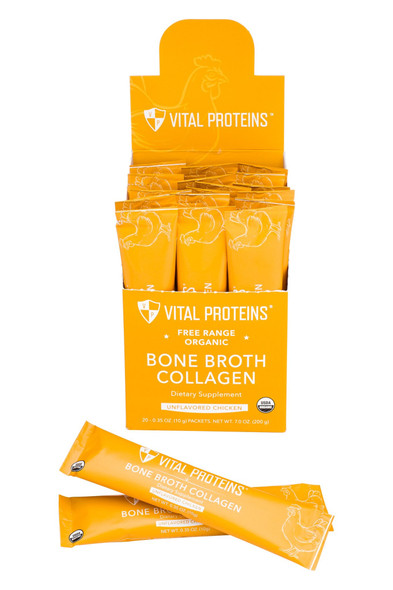Vital Proteins Organic, Free-Range Chicken Bone Broth Collagen (Stick Packs)