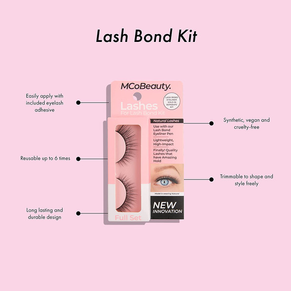 MCoBeauty Eye Lashes For Lash Bond Kit - Lightweight And Comfortable - Amazing Hold - Customize To Eye Shape And Size - Adheres Instantly To Liner - Reusable - Easy Application - Natural - 1 Pair