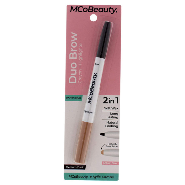 MCoBeauty Duo Brow Crayon & Highlighter - Two-In-One Eyebrow Styling Tool - Includes Brow Filler And Brow Bone Definer Highlight - Creamy, Long-Lasting Formulas - Blonde - 0.025 oz