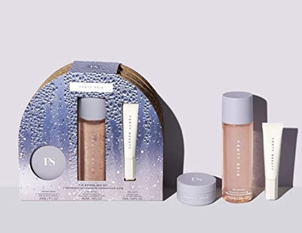 Fenty Beauty The Before Bed Set 3-Piece Pm Essentials Limited Edition 2021 - Luscious Lip Balm, Pore Refining Toner Serum, Overnight Recovery Gel Cream