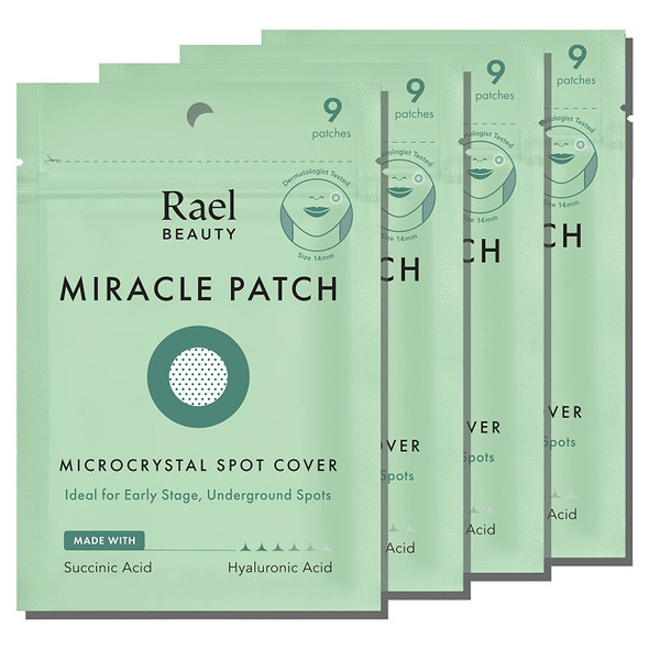 Rael Miracle Microcrystal Spot Cover - Hydrocolloid, Acne Pimple Spot Patches with Tea Tree Oil, Early Stage (36 Count)