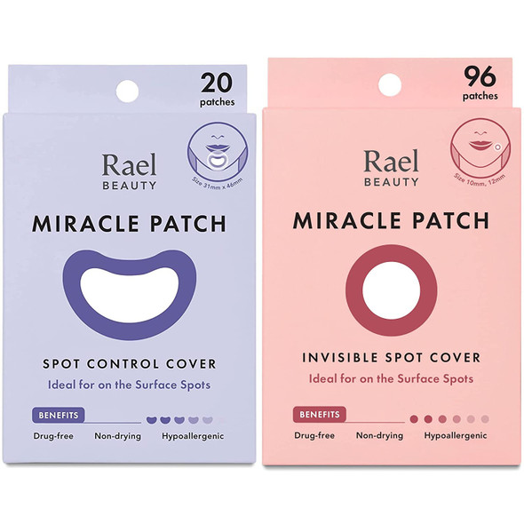 Rael Miracle Bundle - Large Spot Control Cover (20 Count), Invisible Spot Cover (96 Count)