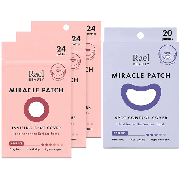 Rael Miracle Bundle - Invisible Spot Cover (72 Count), Spot Control Cover (10 Count)