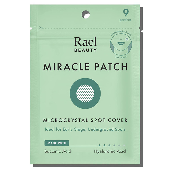Rael Miracle Microcrystal Spot Cover Hydrocolloid, Acne Pimple Spot Patches with Tea Tree Oil, Early Stage (9 Count)