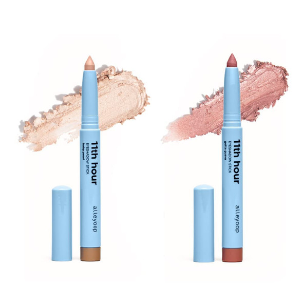 Alleyoop 11th Hour Cream Eyeshadow Sticks Bundle - Baby Pearl (Shimmer) & Gotta Guava (Shimmer) - Waterproof, Smudge-Proof, Crease-Proof Eyeshadow for Over 11 Hours