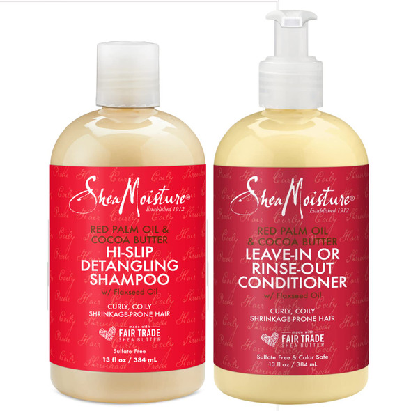 Shea Moisture Shampoo & Conditioner Set Red Palm Oil & Cocoa Butter, Rinse Out Or Leave In, 13.5 Ounce Each