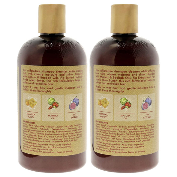 Shea Moisture Manuka Honey & Mafura Oil Intensive Hydration Shampoo 13 Fl Oz (Pack of 2)