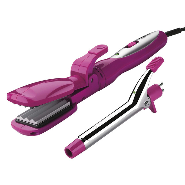 Conair Special Styles Ceramic Combo Styler - Straightening/crimping plates and 3/4-inch Curling Iron; Pink