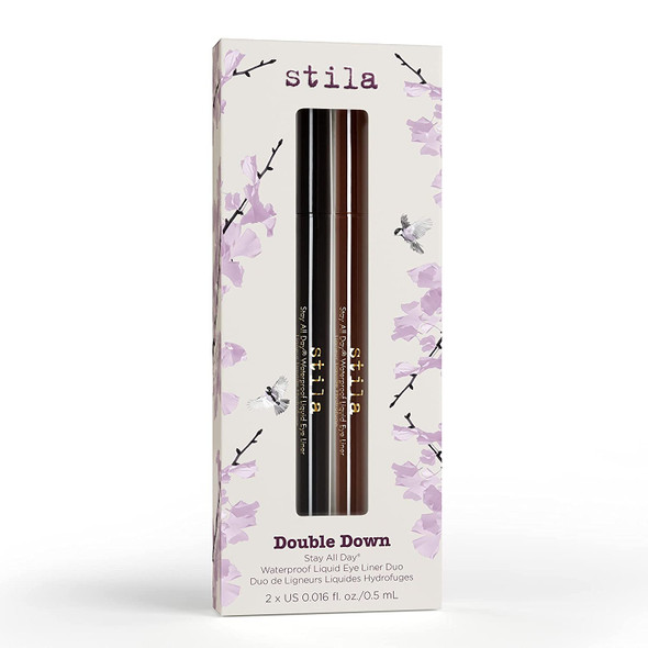 stila Double Down Stay All Day Waterproof Liquid Eye Liner Duo, 0.016 Fl Oz (Pack of 2)