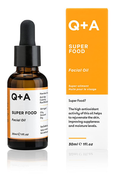 QA Super Food Facial Oil. A complexion enhancing face oil packed with 100 natural ingredients. 30ml/1fl.oz
