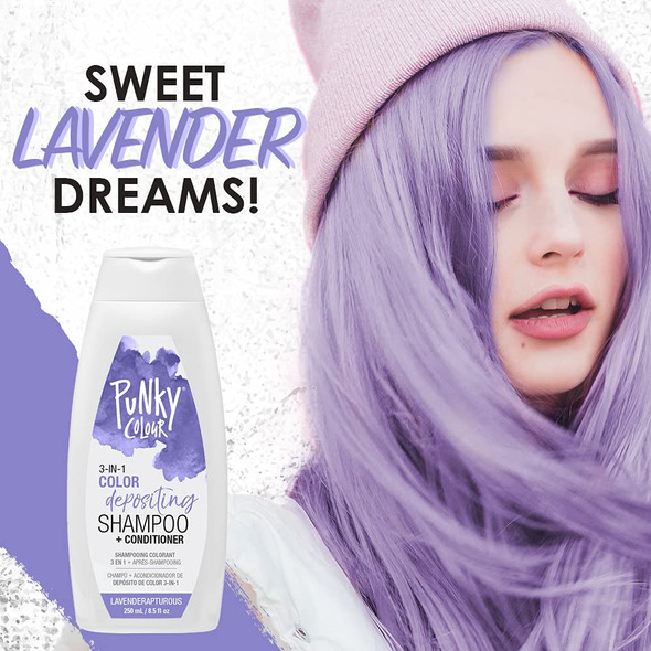 Punky Lavenderapturous 3in1 Color Depositing Shampoo  Conditioner with Shea Butter and Pro Vitamin B that helps Nourish and Strengthen Hair 8.5 oz