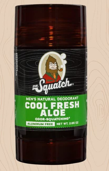 Dr. Squatch Natural Deodorant for Men  Odor-Squatching Men's Deodorant Aluminum Free - Cool Fresh Aloe 2.65 oz (1 Pack)