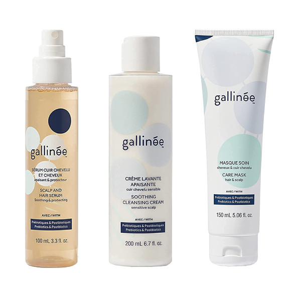 Gallinee Soothing Cleansing Cream, Care Mask and Scalp & Hair Serum  Gentle Non-Foaming Natural Shampoo For All Hair Types with a Natural Nourishing Prebiotic Hair Treatment containing Lactic Acid an